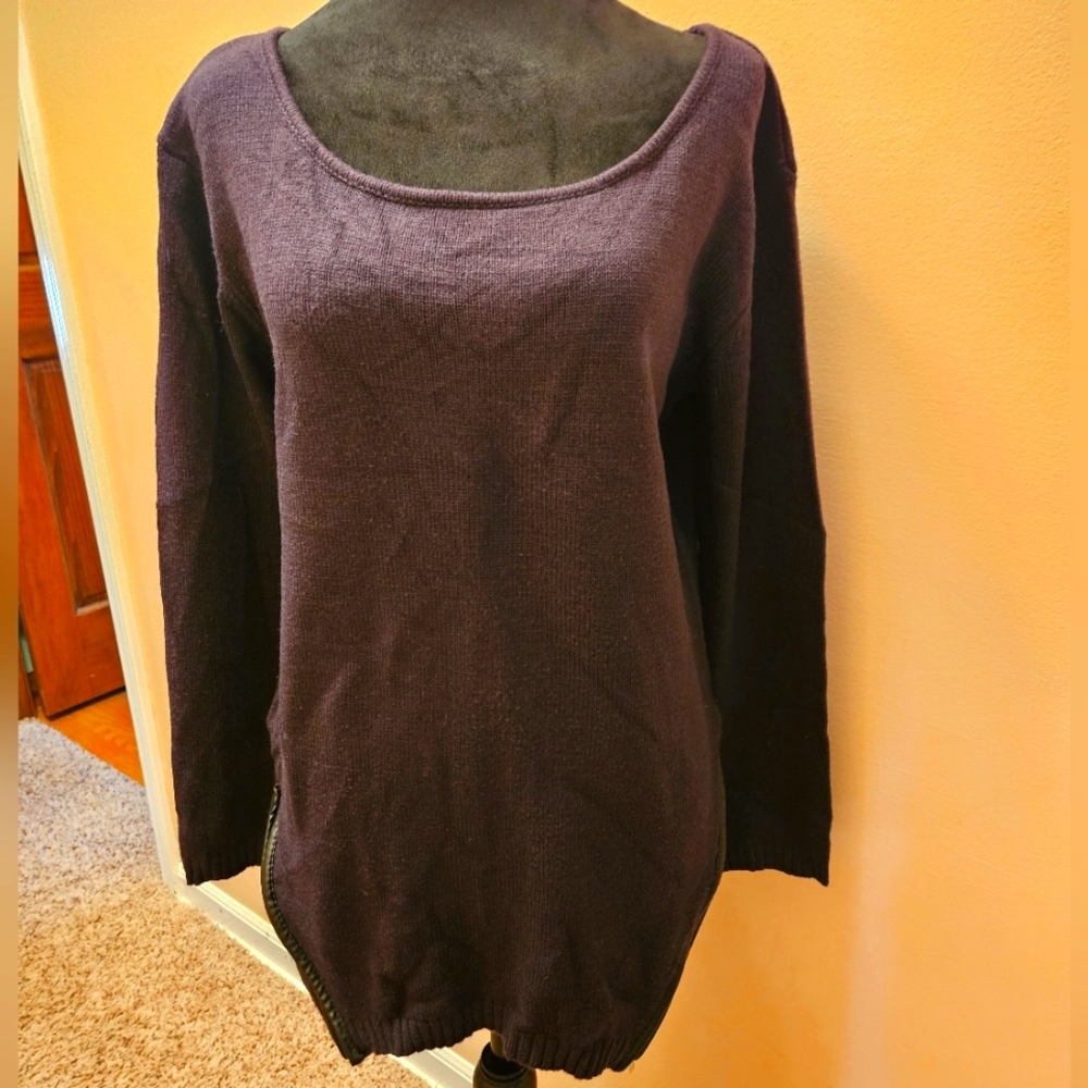 Purple Scoopneck Sweater w/Zipper Accents
